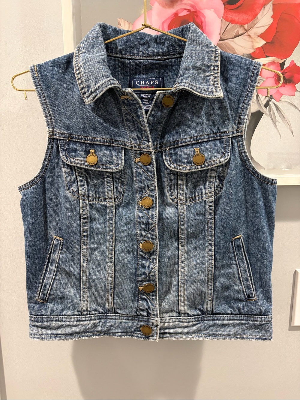 Vintage Chaps Sleeveless Denim Vest Size XS